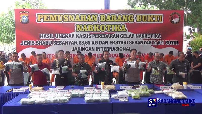 Polda Riau Lakukan Pemusnahan Barang Bukti Narkotika Hasil Tangkapan Operasi Tertib Ramadhan dan Operasi Ketupat Lancang Kuning 2024