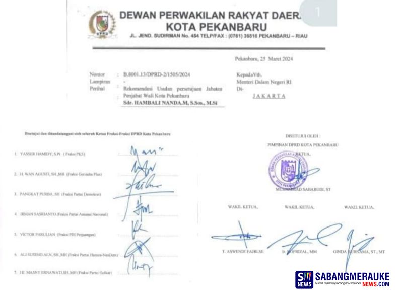 Menolak Lupa! Inilah Isi Surat DPRD Pekanbaru ke Mendagri, Ajukan Hambali Nanda Calon Tunggal Pj Wali Kota Pekanbaru